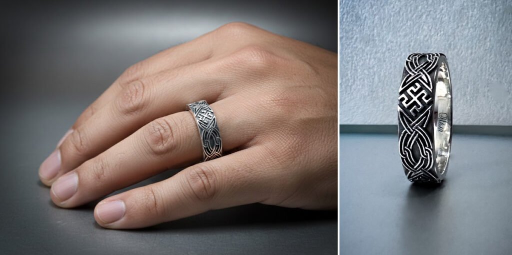 Срібна каблучка з орнаментом на замовлення