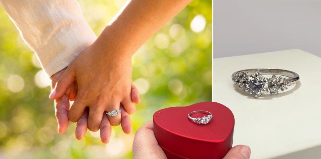 Каблучка для заручин з діамантами на замовлення